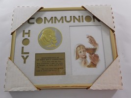 Girls First Holy Communion Gold Toned Frame Remembrance Saying Sacrament Vintage - £10.16 GBP