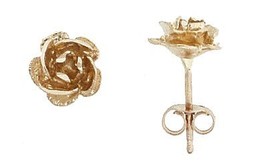 14K Yellow Gold Rose Stud Earrings - £87.33 GBP