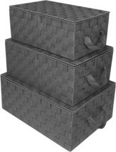 Sorbus Storage Box Woven Basket Bin Container Tote, Woven Lid Baskets - Gray - £35.16 GBP