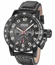 Magnum - Black Stainless Steel/Leather Analog Multifunction Watch - MA33... - $63.71