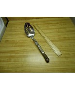 chefco japan serving spoon slotted serving spoon stainless steel wood ha... - £14.95 GBP