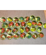 Lot of 29 Large 1" wide Marbles w colorful shaped interiors VG+
