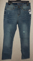NWT WOMENS Gap &quot;SLIM STRAIGHT CROP&quot; DISTRESSED BLUE JEANS  SIZE 0/25 - $28.01