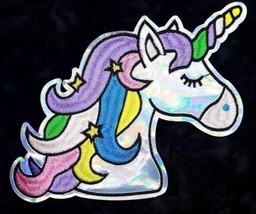 Iridescent Unicorn Iron On Embroidered Vinyl Patch 6 1/2 &quot;x 6 1/4&quot; - £5.10 GBP