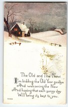 New Years Day Postcard Vintage Holiday Greetings Owen Country Cottage Sn... - £8.18 GBP