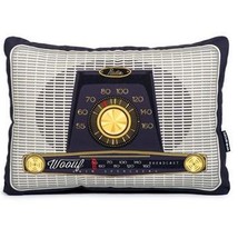 Wouff Barcelona Vintage Styled Radio Rectangular Throw Pillow NWT Retire... - $29.69