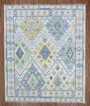 100% wool Silver Color 8x10 Hand Knotted Turkish Oushak  Area Rug, Free Shipping - £1,010.07 GBP