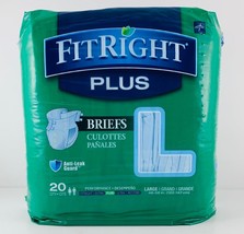 Medline FitRight PLUS Briefs 20 Pack Size Large Anti-Leak Guard Adult Diapers  - £8.68 GBP
