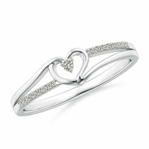 Round Diamond Split Shank Heart Promise Ring in Silver Ring Size 7.5 - £91.08 GBP