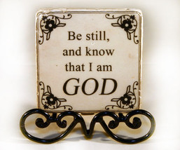 Be Still Inspirational Plaque with Black Metal Stand - $7.99