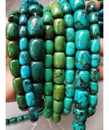 Natura stone 20mm to 8mm tibet   Turquoise Bead drum rice barrel -round ... - $8.70