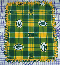 Green Bay Packers Plaid Fleece Baby Blanket Pet Lap Security 30" x 24"  NFL  - £34.25 GBP