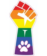 PAW DOG CAT PET PEACE LGBTQ+ GAY FIST LESBIAN RAINBOW STICKER DECAL VINY... - £3.94 GBP