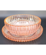 Depression Glass Anchor Hocking, Queen Marry Pink Bowl w/ Matching Under... - $18.99