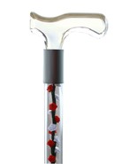 Walking cane acrylic red/white rose flowers lucite elegant designer chan... - $68.61