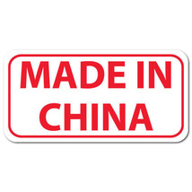 Made In China, Rectangle, Red on White Gloss Labels, Roll of 50 - $9.64