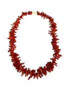 Vintage Red Coral Look Chip Necklace Glass Bead Strand 14 Inch - $27.00
