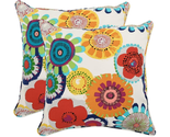 Bright Floral Indoor/Outdoor Throw Pillow Plush Fill Weather, and Fade R... - $86.65
