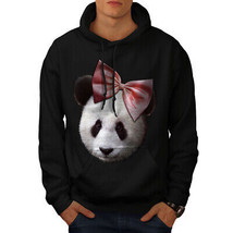 Wellcoda Panda Ribbon Cute Mens Hoodie, Cuteness Casual Hooded Sweatshirt - £25.84 GBP+