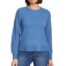 Christian Siriano New York - Women&#39;s Long Sleeve Crewneck Pointelle Sweater Blue - £16.06 GBP