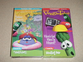 Veggie Tales 2 VHS Wheres God Scared Handling Fear Madame Blueberry Than... - $9.79