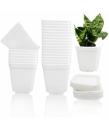 48 Pack White Small Plant Pots, White Square Plastic Nursery Pots with S... - $26.72