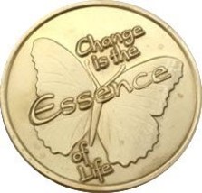 Change Is The Essence Of Life Bronze Butterfly Surrender Medallion Chip - $2.96