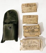 Vintage US Military First Aid Pouch 4x7 Camo Bandage, Alice Clip, OD Army Canvas - £16.77 GBP