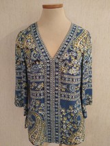 INC Silk floral print Tunic blouse Size 6 V-neck 3/4 Bell Sleeves Size Z... - $9.89