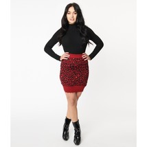 Jawbreaker Red Leopard Print Mini Skirt Knit Goth Punk Stretch Distressed US 6 - £15.21 GBP