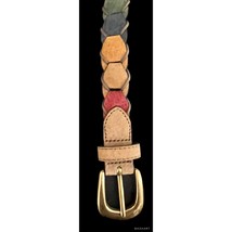 Vintage Multicolor Suede Boho Chic Hippie Leather Belt With Gold Tone Bu... - $23.76