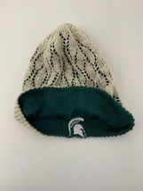 MSU Hat Slouch Reversible Beanie Michigan State Spartan Logo Crochet Fleece EUC! - £14.75 GBP