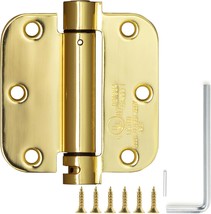 Sophia Self-Closing Door Hinge 3.5 Inch Rounded 5/8 Radius, Polished Brass - $667.29 MXN