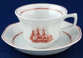 Wedgwood Flying Cloud Rust Cup &amp; Saucer Set Game Cock Clipper Ship - £11.72 GBP