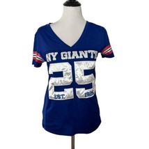Victoria&#39;s Secret NY Giants Rhinestone Top Blue Red Short Sleeve Women S... - $19.79