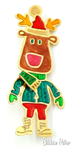 Holiday Moose Pin With Kitschy Red Ski Pants and Ugly Sweater  - £11.78 GBP