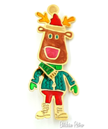 Holiday Moose Pin With Kitschy Red Ski Pants and Ugly Sweater  - £12.02 GBP