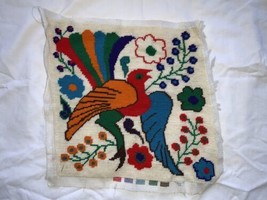 Vtg Finished Needlepoint Bird Dove 70’s Handmade Folk Art 12” X 12” - £22.94 GBP