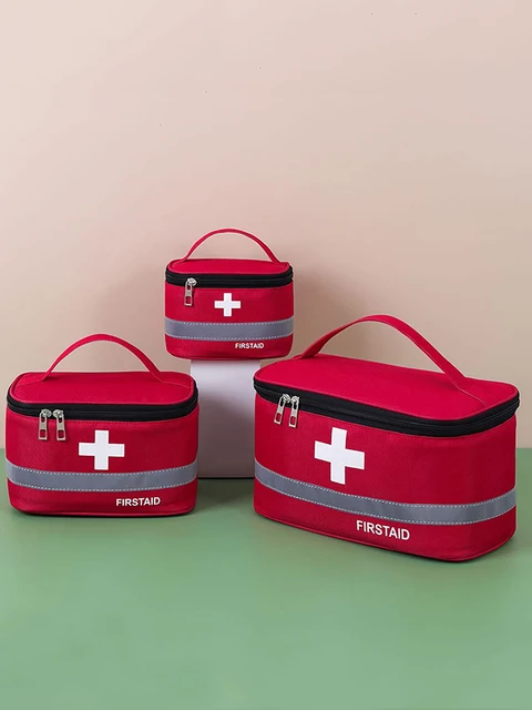 Portable First Aid Kit, Travel Medicine And Medication Storage Bag - S, red - $11.99