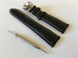 21mm Genuine Leather Strap Black Folding Buckle Delivery Tool - £22.66 GBP