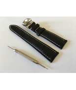 21mm Genuine Leather Strap Black Folding Buckle Delivery Tool - £22.95 GBP