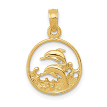 10K Double Dolphin Circle Pendant 10K3018 - £105.68 GBP