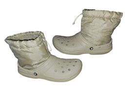 Crocs Men's Classic Lined Neo Puff Boots Roomy Fit Bone Color Size 13 - $27.44