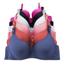 Viola&#39;s Secret Pack of 6 Women&#39;s Solid Soft Pad Supportive Full Cup Bra ... - $670.09 MXN