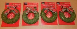 Christmas Picture Ornament Frames 4ea Photo Opening 2.2&quot; x 2.2&quot; Moss Wre... - $9.49