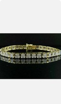 5Ct Round Lab Created Diamond Men&#39;s Fashion Bracelet 14k Solid Yellow Gold Fn - £189.87 GBP