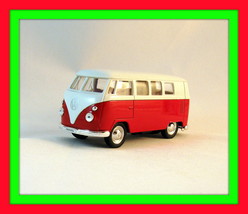 1963 Volkswagen T1 Bus RED/WHITE Welly 1/34 Diecast Car Collector&#39;s Model, New - £19.93 GBP