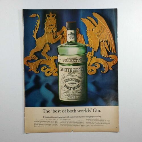 Primary image for Vtg Sir Robert Burnett's white Satin London Dry Gin PPG Storm Window Print Ad