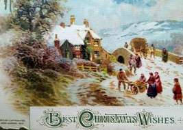 Antique John Winsch Christmas Postcard 1912 Germany Embossed Gold Icicle Border - £17.84 GBP