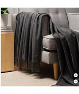 Dawson Forte Cashmere Throw Dark Gray Warm Lightweight Luxurious Elegant... - €180,41 EUR